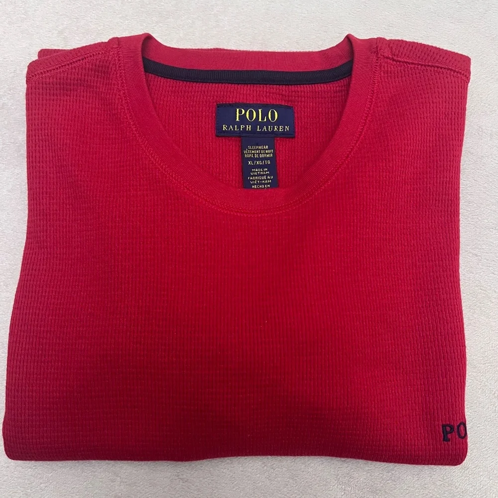 Polo Ralph Lauren Men's Red  Waffle Knit Thermal Crew-Neck Long Sleeve Sz XL